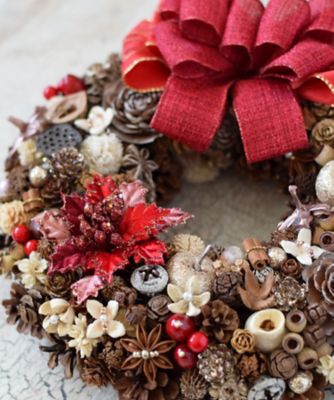 商品名【愛乃】あいみょん❤ポインセチアとローズのクリスマスリース Snowflake Flower＞ビジューポインセチアの